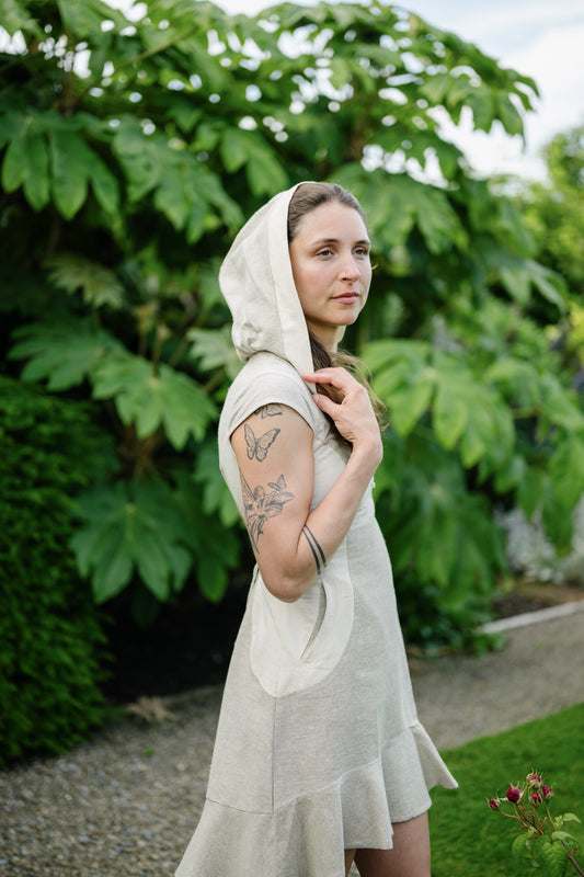 Beige Hooded Dress
