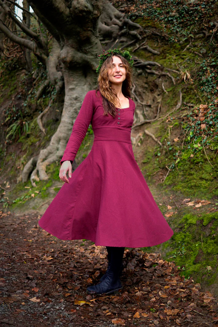 Imbas Burgundy Dress - Folklore-Inspired Autumn Dress Small - 10 UK / Burgundy Imbas Burgundy Dress - Folklore-Inspired Autumn Dress Small - 10 UK / Burgundy