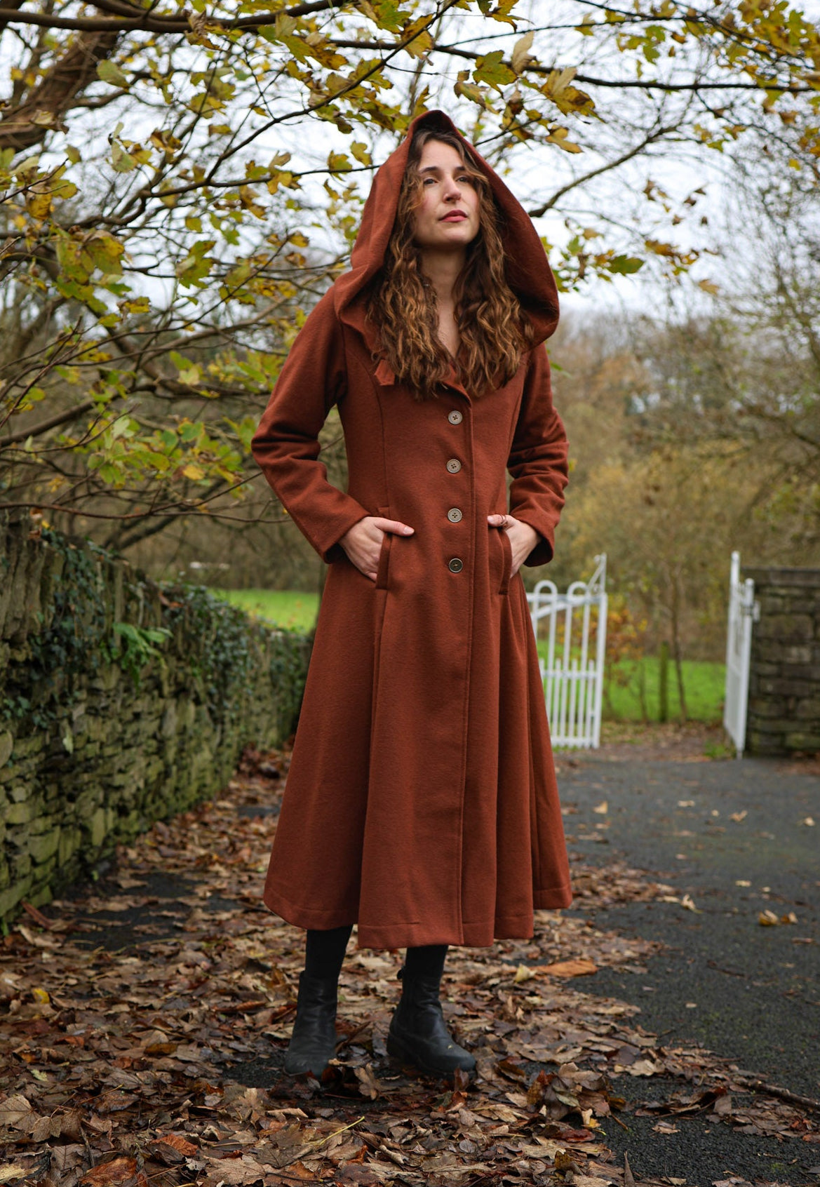 womens long wool dress coat Princess - Maxi Hooded Coat for Women Medium Size:Plus Couture Sizing Your Height is not Red Christmas Party Dress YD1-32A