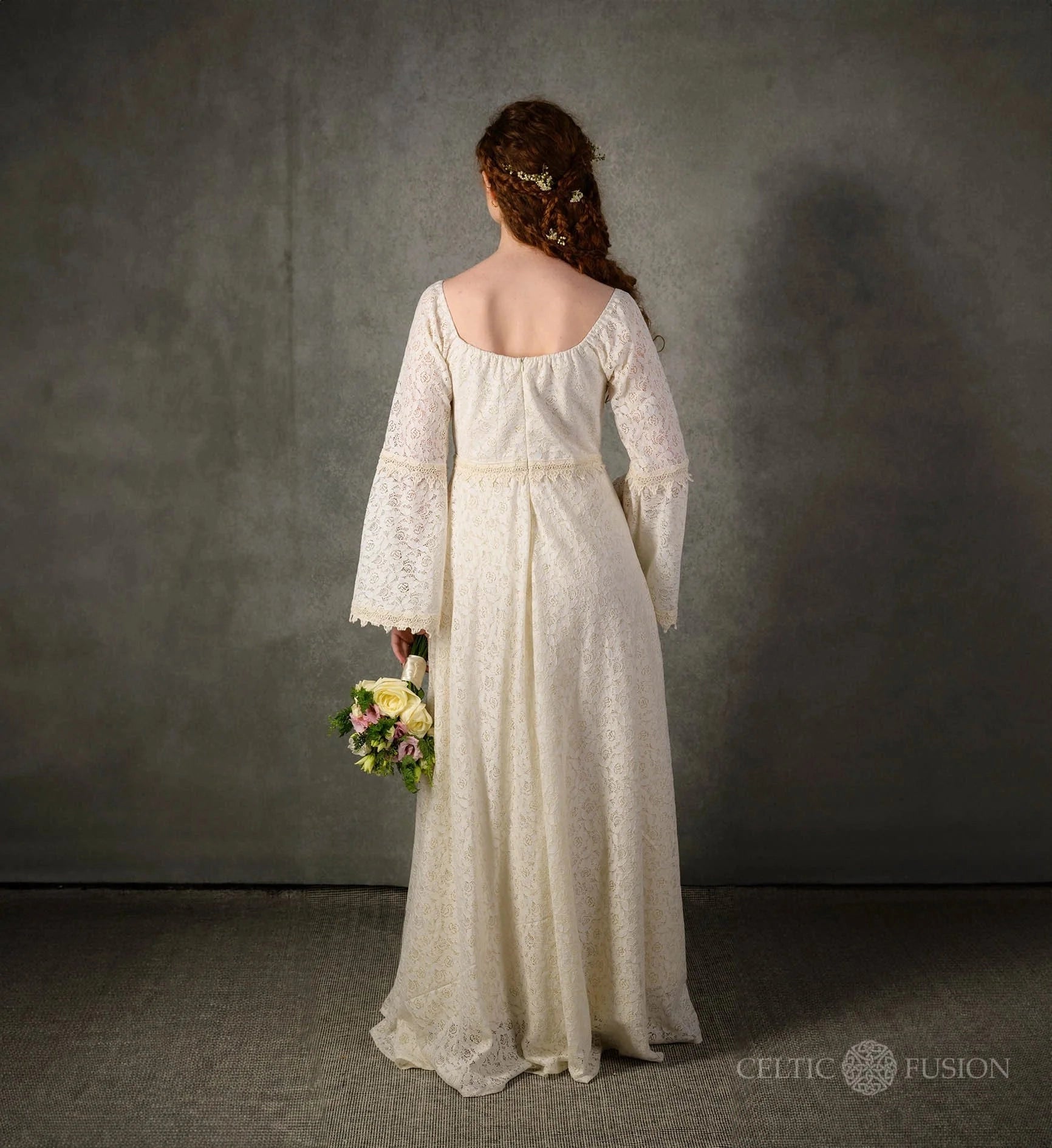 Bébhinn Boho Lace Wedding Dress — Celtic Fusion ~ Folklore Clothing