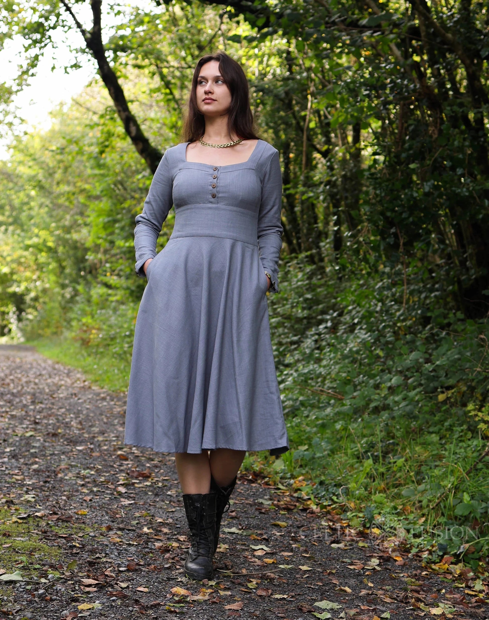 Blue Sleeved dress with pockets 2XL