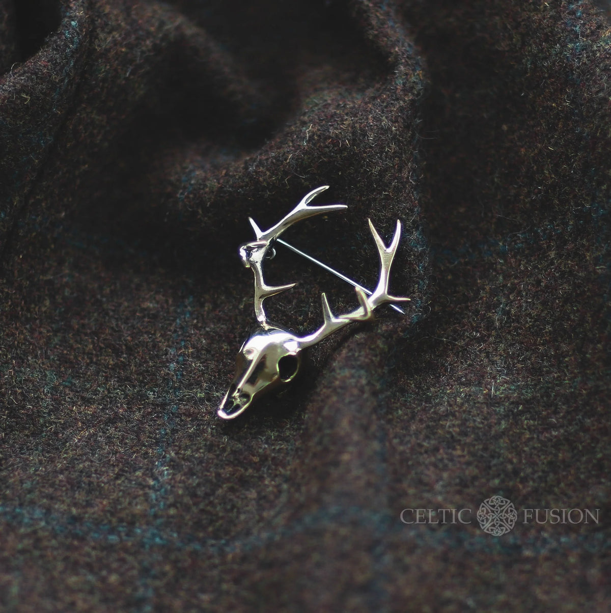 Brass stag brooch pin Celtic jewellery by Celtic Fusion