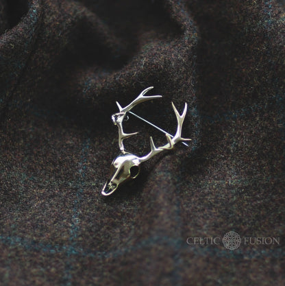 Brass stag brooch pin Celtic jewellery by Celtic Fusion