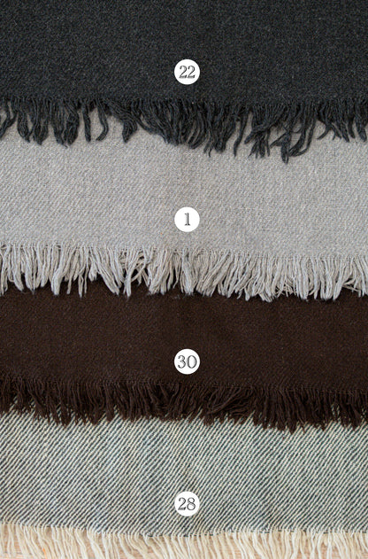 Available colour options for handwoven shawl in woven natural-look fabric wool blend by Celtic Fusion