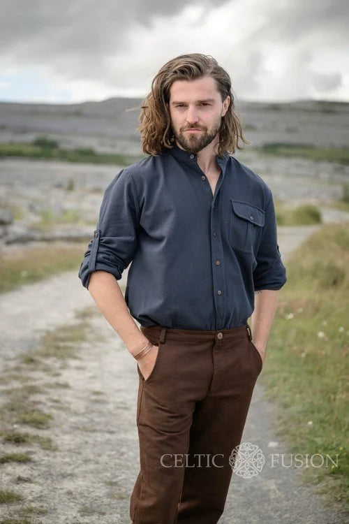 Celtic Shield Collarless Shirt XL / Midnight Blue Celtic Shield Collarless Shirt XL / Midnight Blue