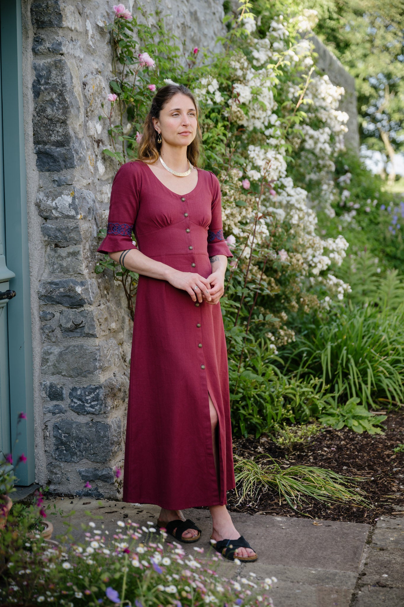 Pooka Burgundy Celtic Maxi Dress - Small