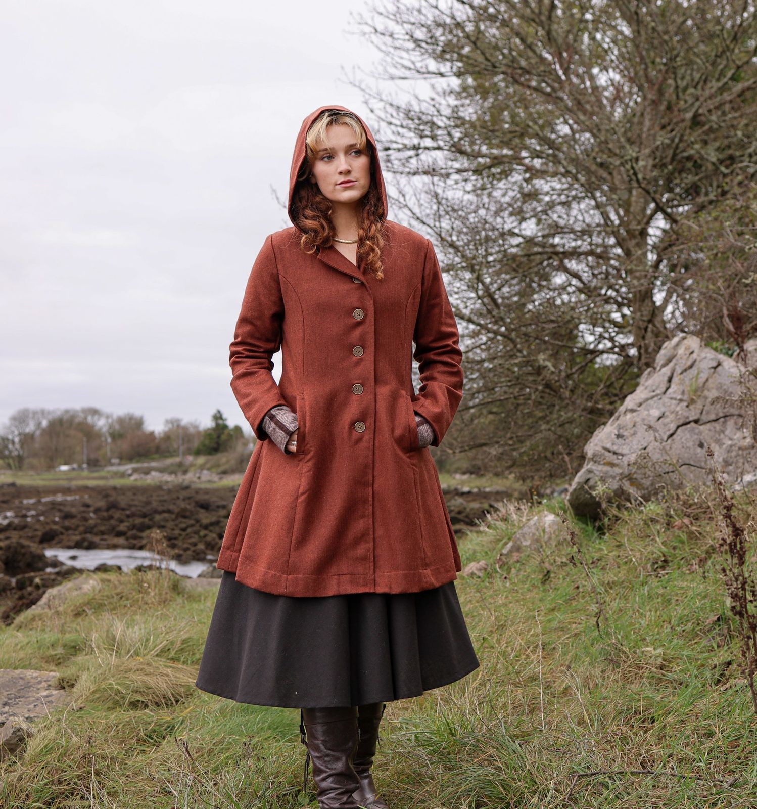 Rusty Red - Fall Coat - Wool Blend Coat for Women – celticfusiondesign