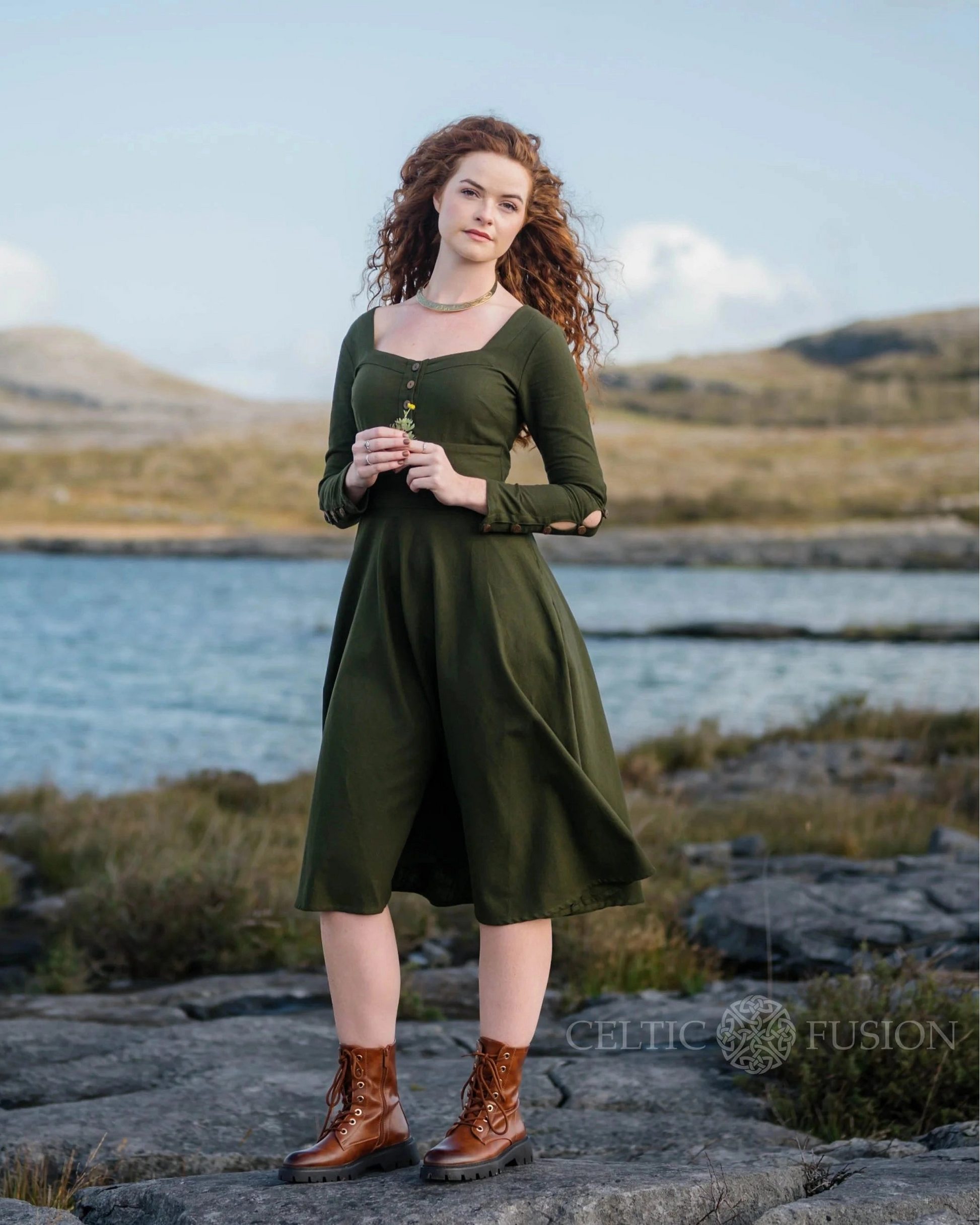 Imbas Corset Dress - Green Dress with Pockets Small - 10 UK / Green Imbas Corset Dress - Green Dress with Pockets Small - 10 UK / Green