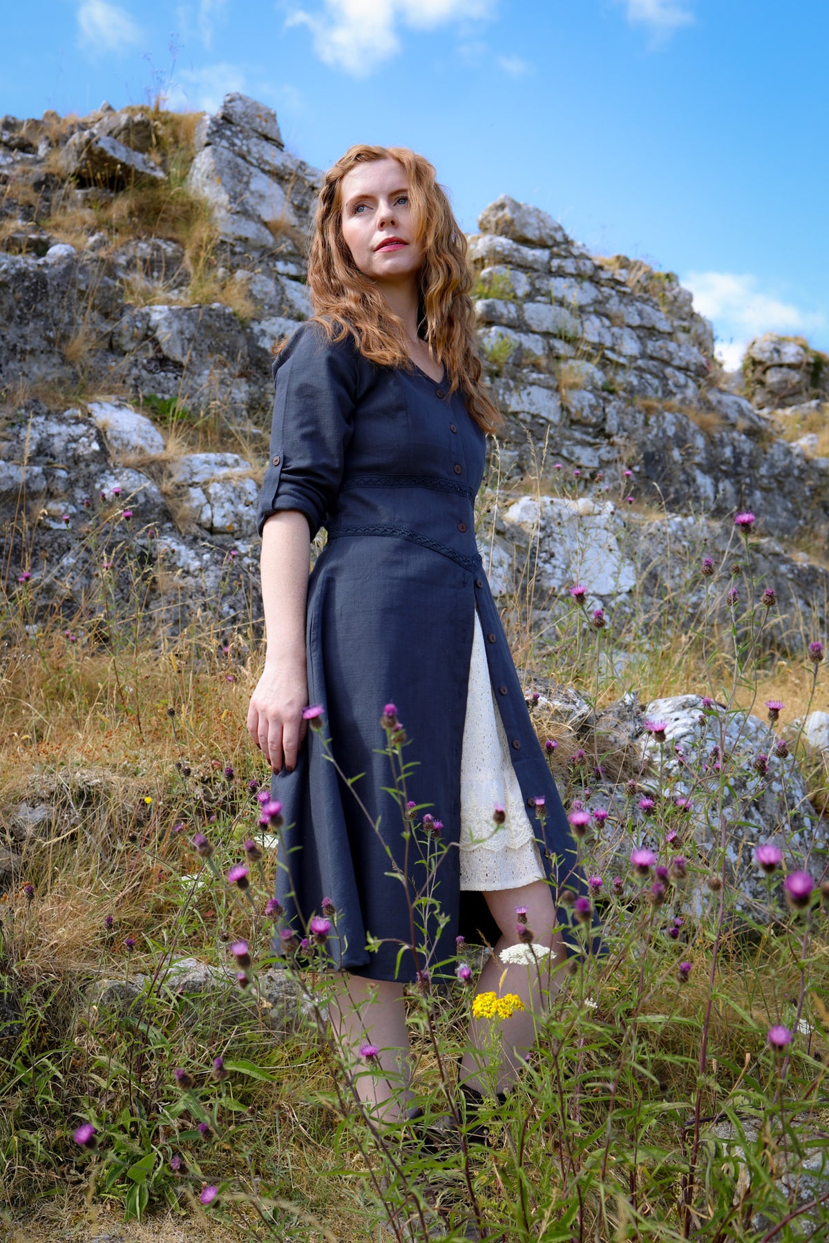 Éabha Blue Button Down Dress