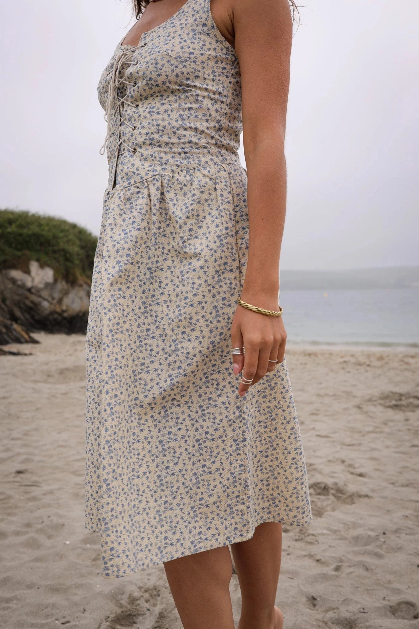 Iris Floral Linen Dress with corset – celticfusiondesign