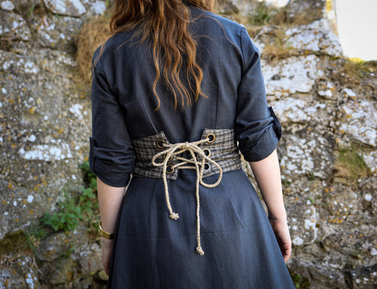 Slate Tweed Corset Belt
