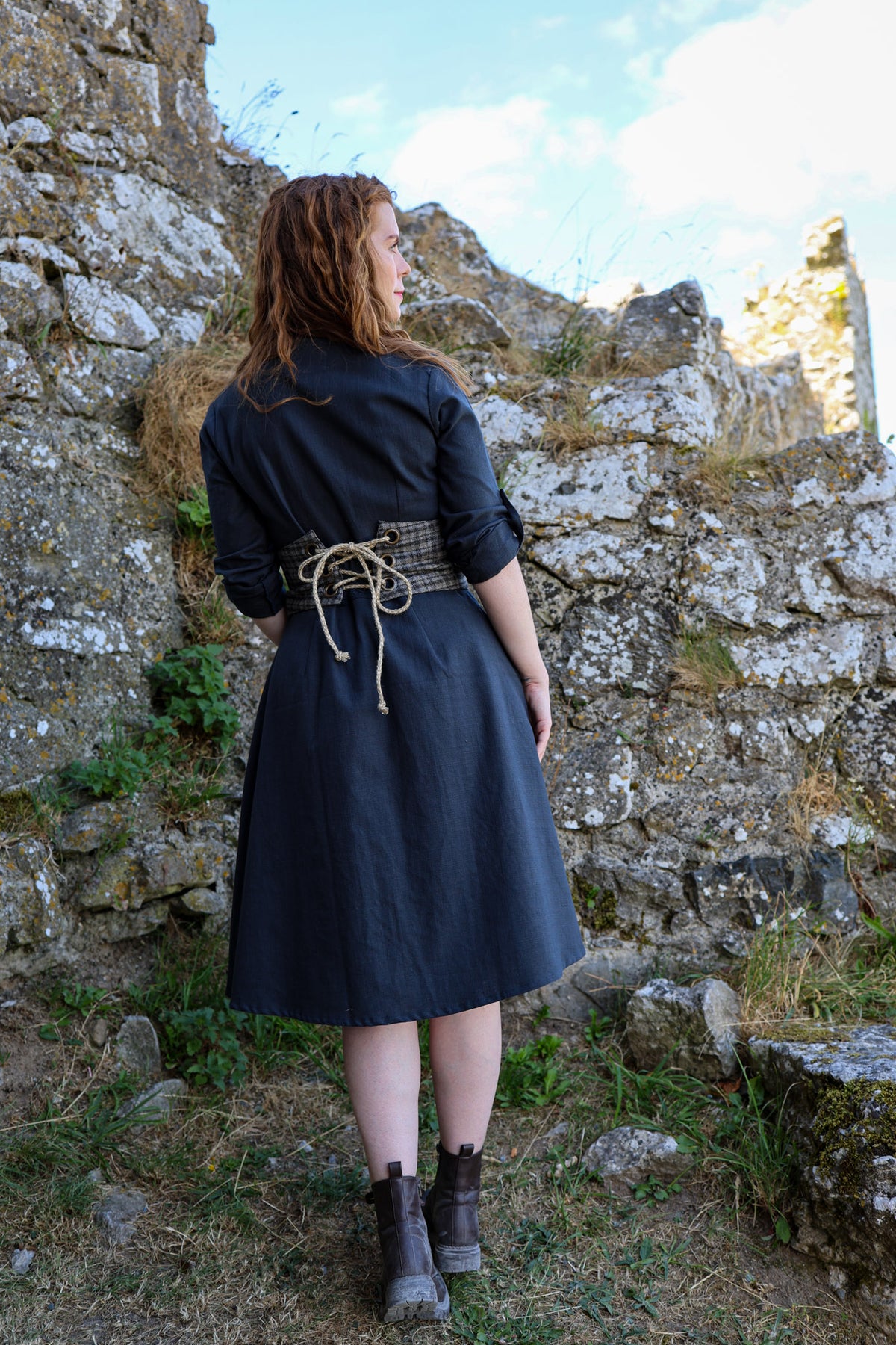 Slate Tweed Corset Belt