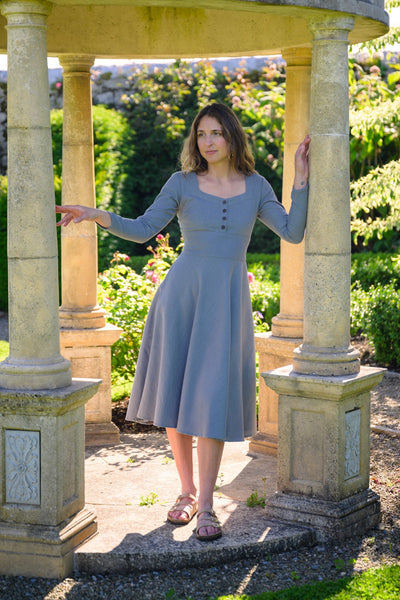 Slate Blue Sleeved dress with pockets Small