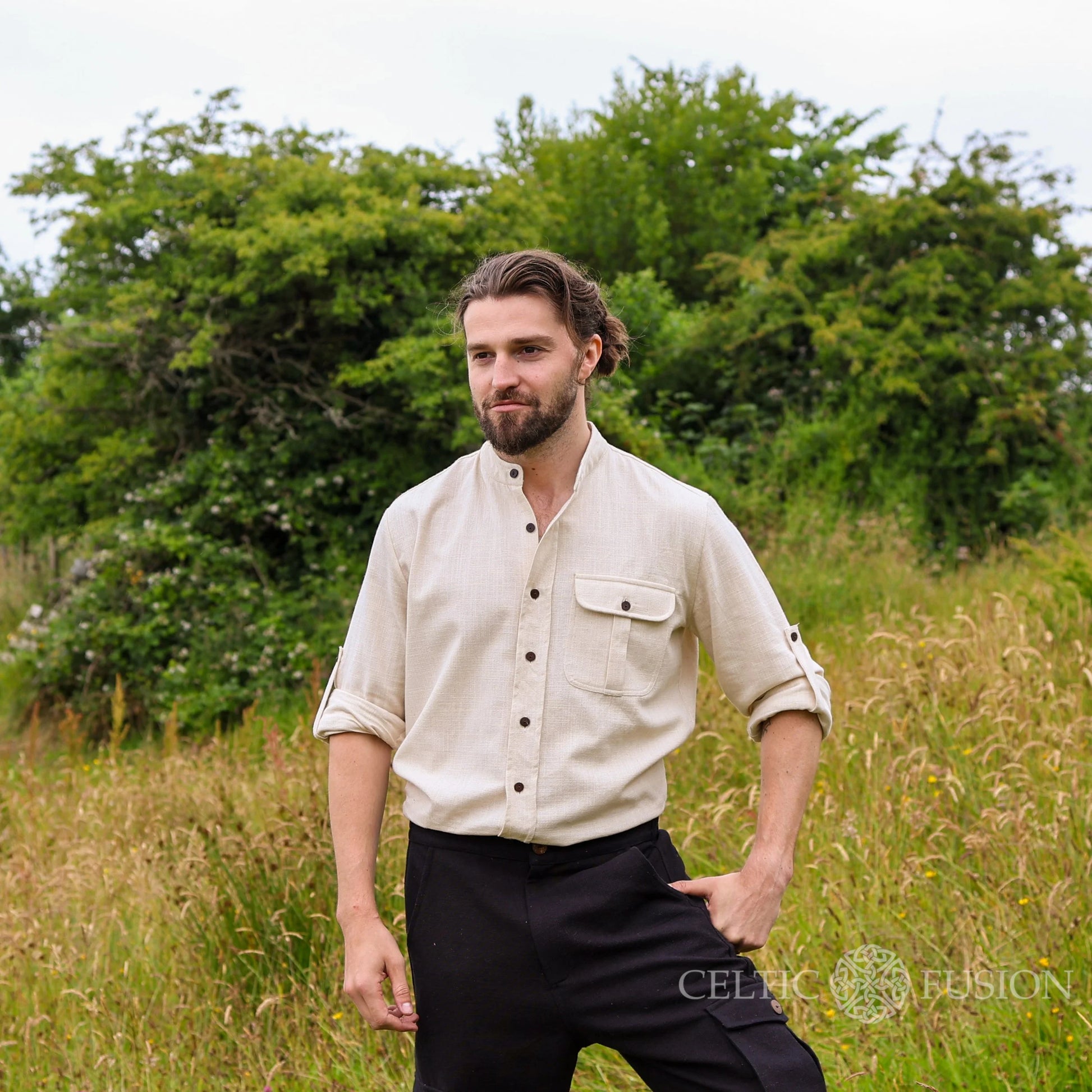 Celtic Shield Collarless Shirt – celticfusiondesign