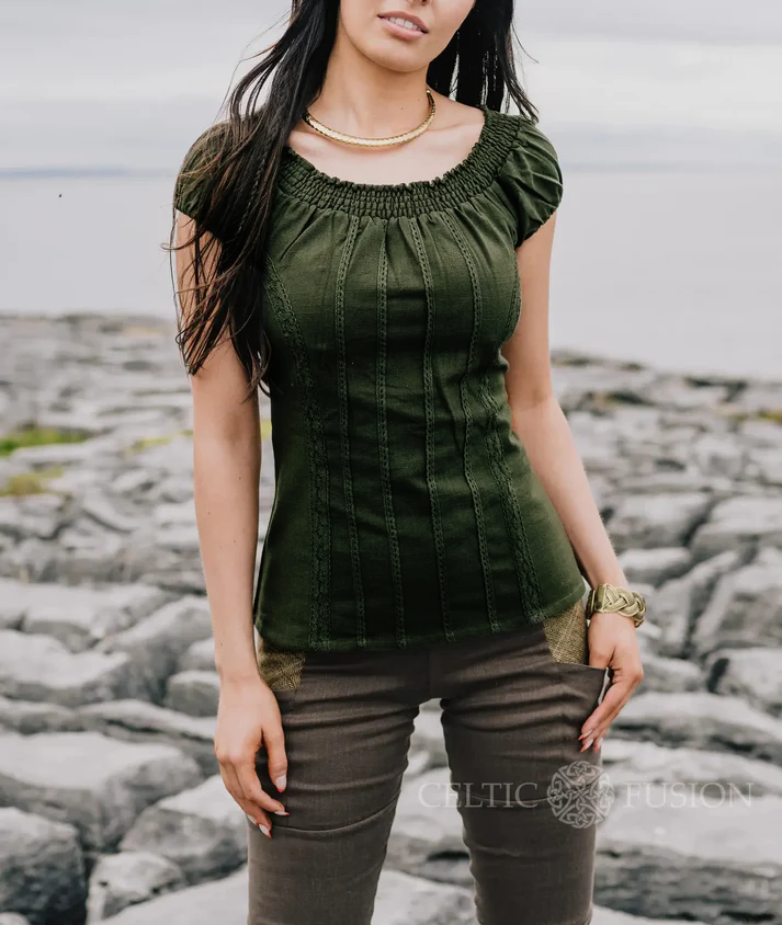 Celtic Fusion Design, Irish-designed folklore-inspired clothing created with a focus on sustainability, natural textures, 