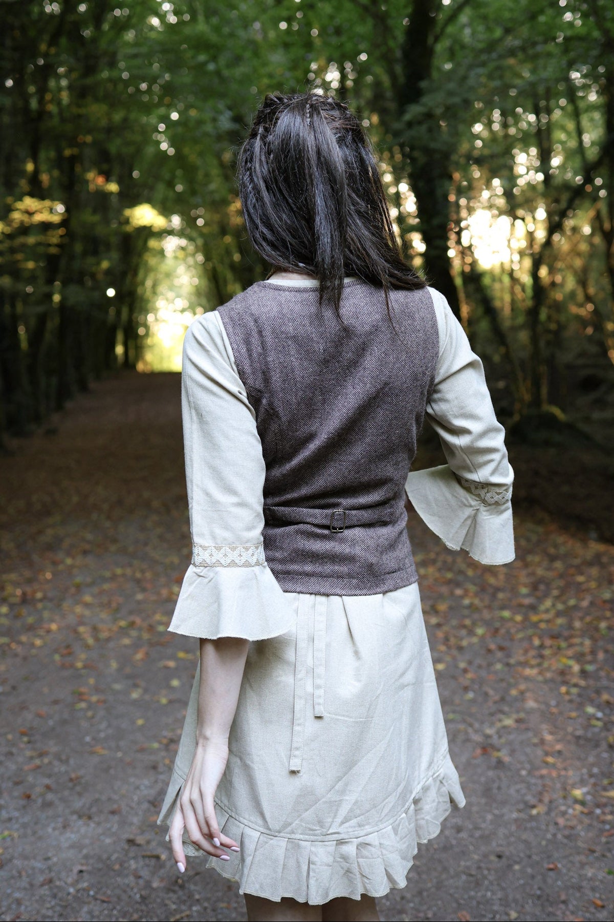 Woodland tweed waistcoat in earthy brown with V neckline, button front and discreet welt pockets