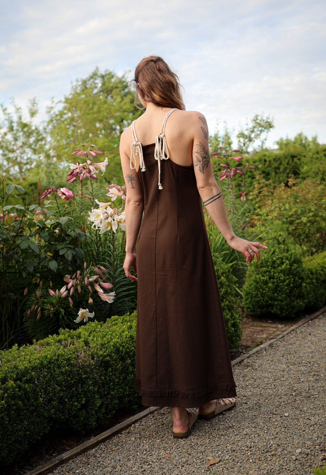 Light Celtic Maxi Dress with Celtic knot embroidery Large
