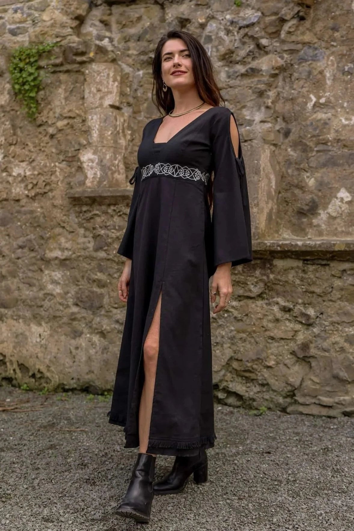 maeve black dress Angel Maternity Grace Hospital Birthing Gown/Nightie- Black main image 1