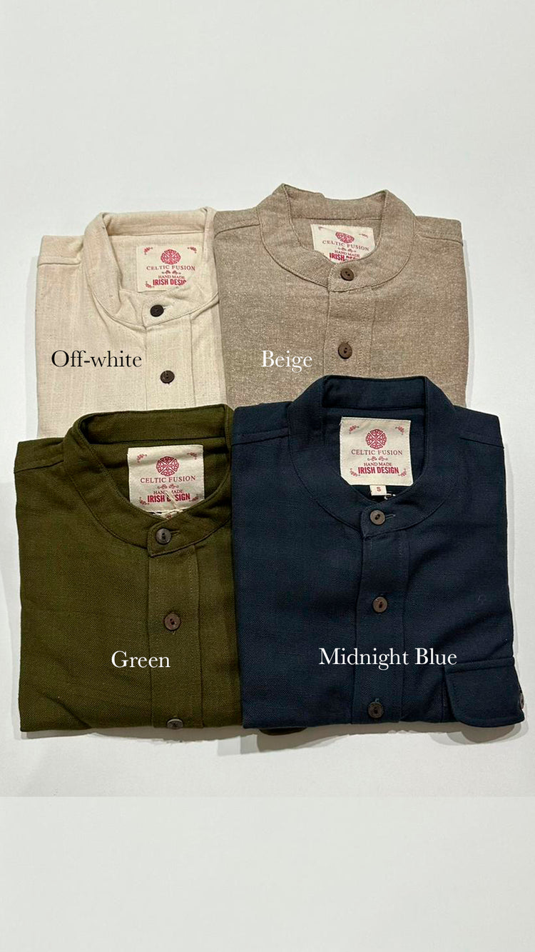 collarless dress shirts Celtic Shield Collarless Shirt 2XL / Beige