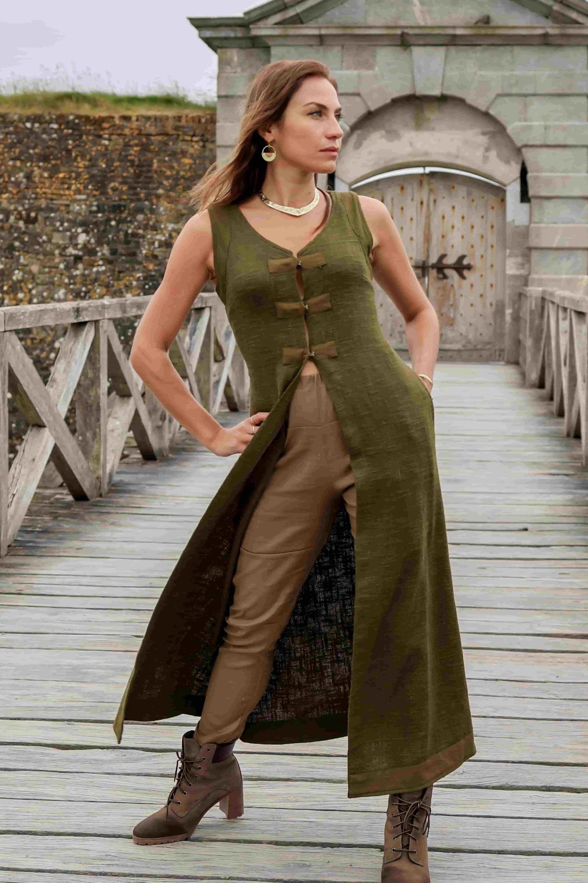 green vest dress The Wolf Gang Irida Vest Mini Dress