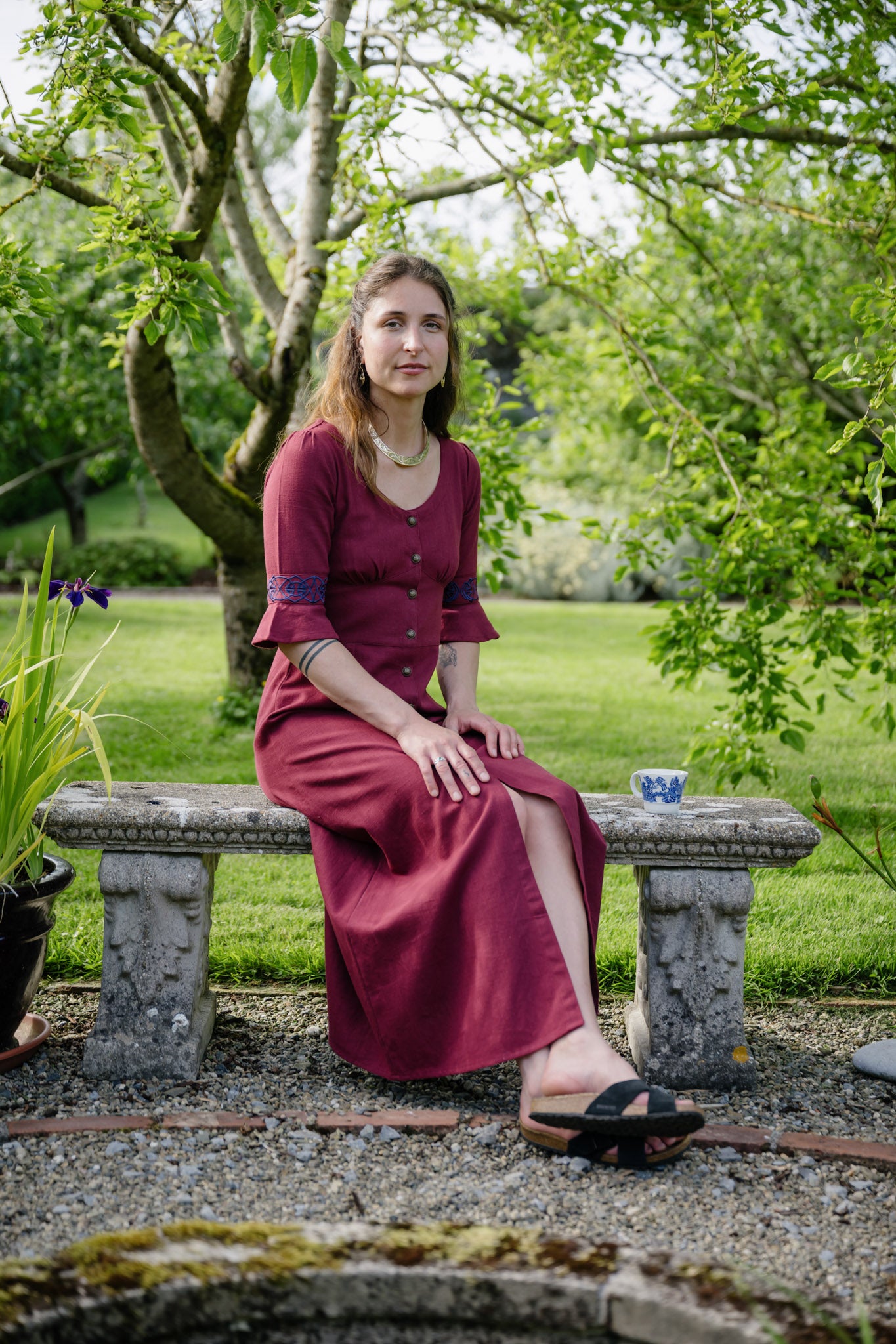 Pooka Burgundy Celtic Maxi Dress - Small
