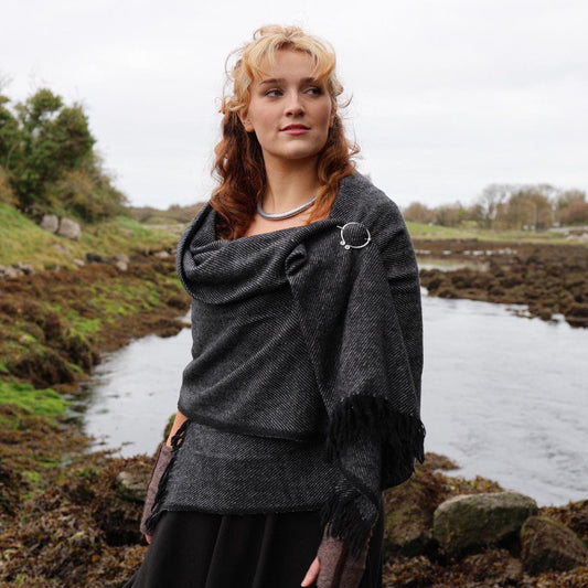 Silver Spiral Brooch and Shawl
