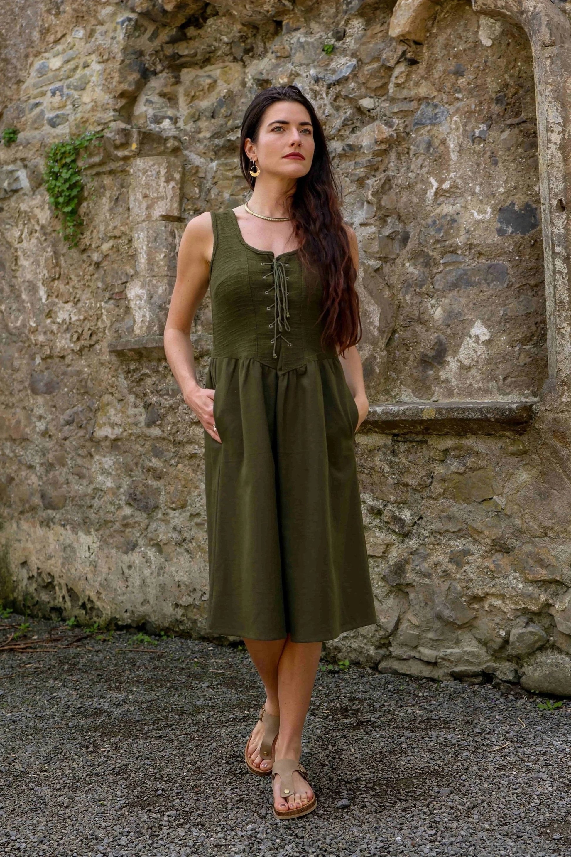 chocolate brown party dresses Rosemary Green Corset Dress – celticfusiondesign