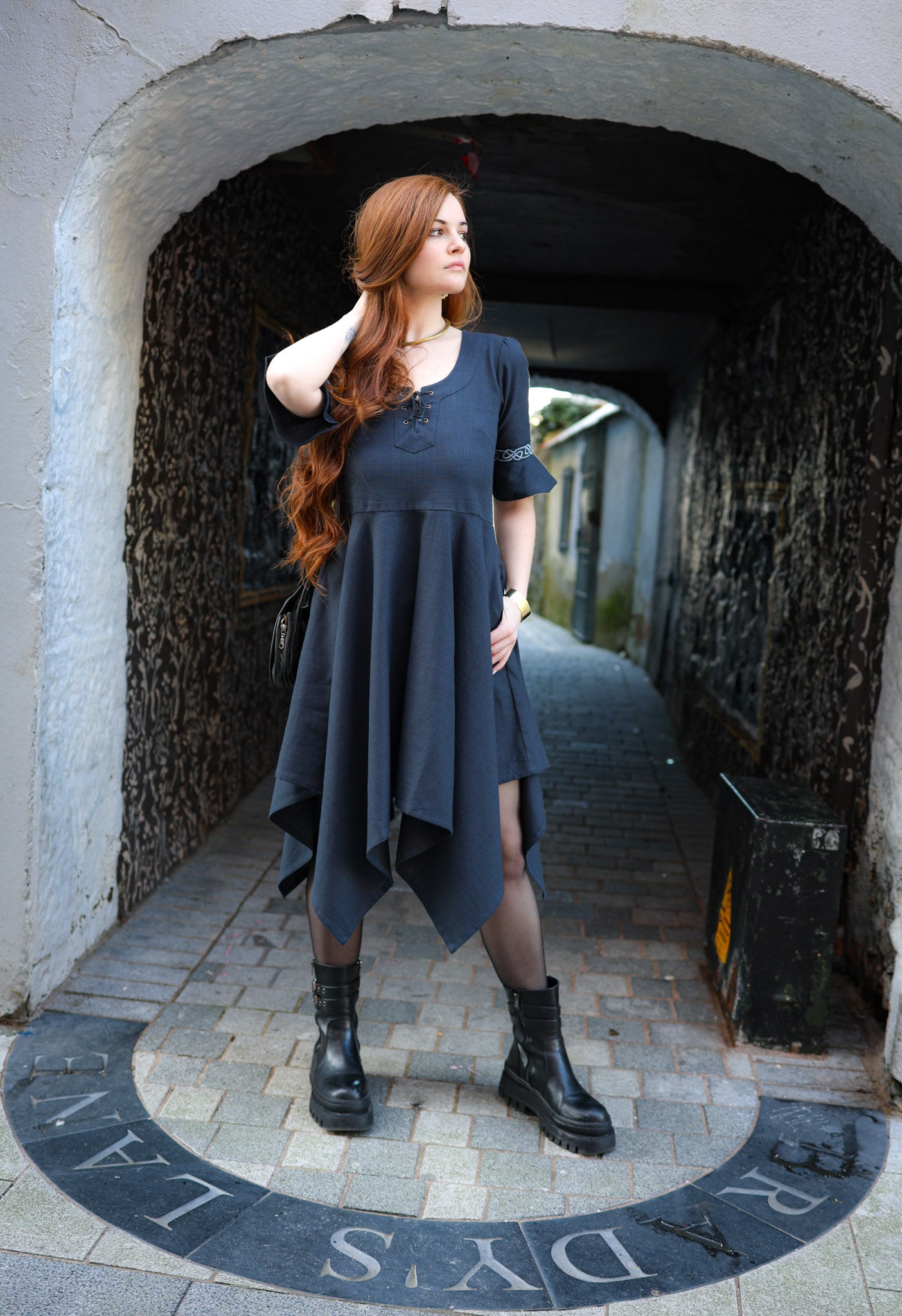 blue celtic dress Macha Celtic Corset Dress
