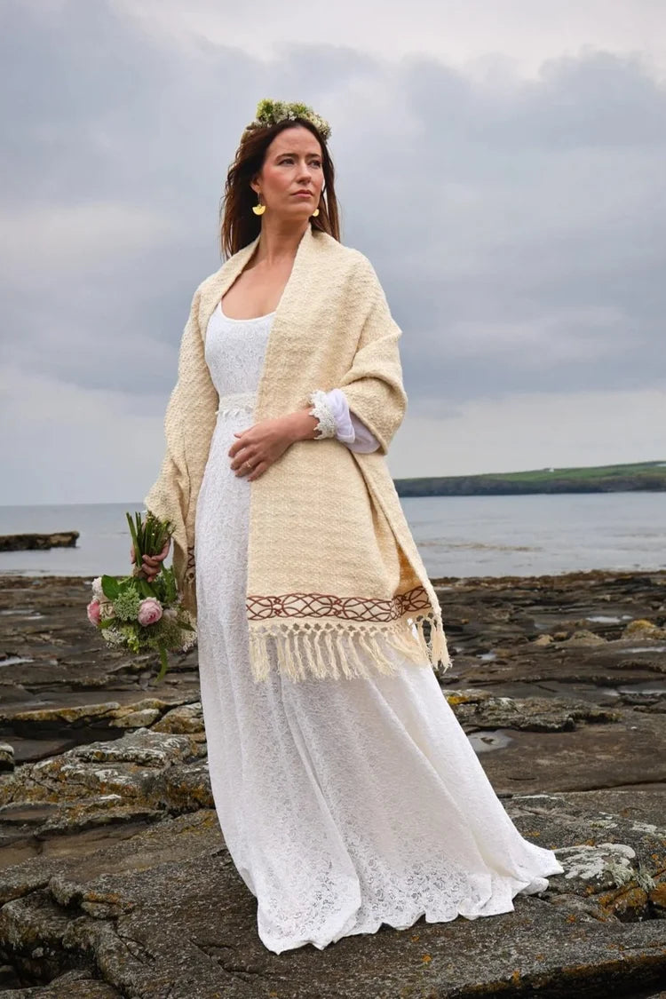 Danu Celtic Embroidered Handwoven Shawl