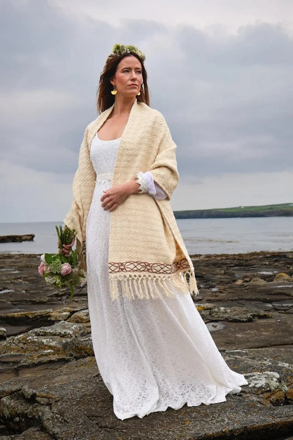 Danu Celtic Embroidered Handwoven Shawl