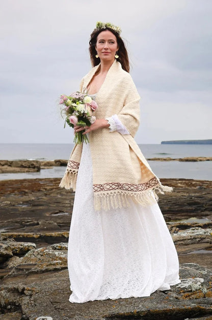 Danu Celtic Embroidered Handwoven Shawl