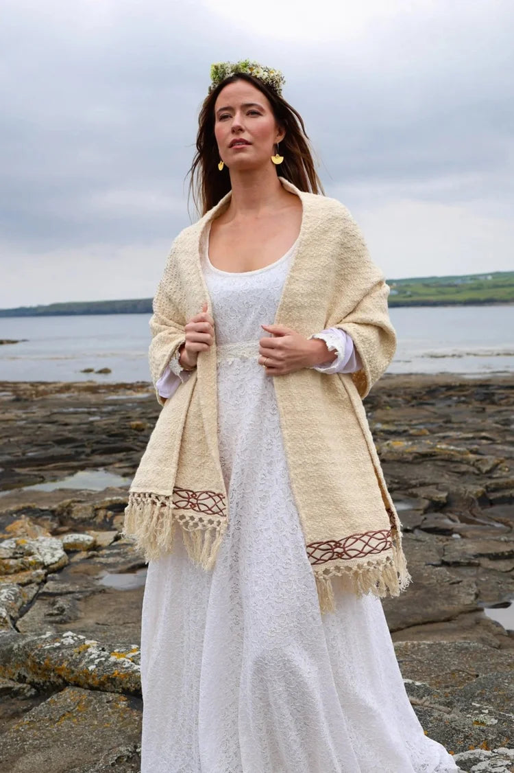Danu Celtic Embroidered Handwoven Shawl