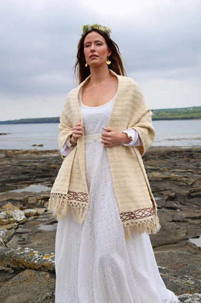 Danu Celtic Embroidered Handwoven Shawl